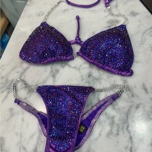 Purple Sequin Bikini with Silver Straps
